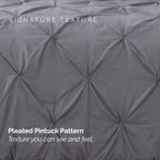 Pinch Pleated Pintuck Pattern, 3-Piece Duvet Cover Set - Features Corner Ties