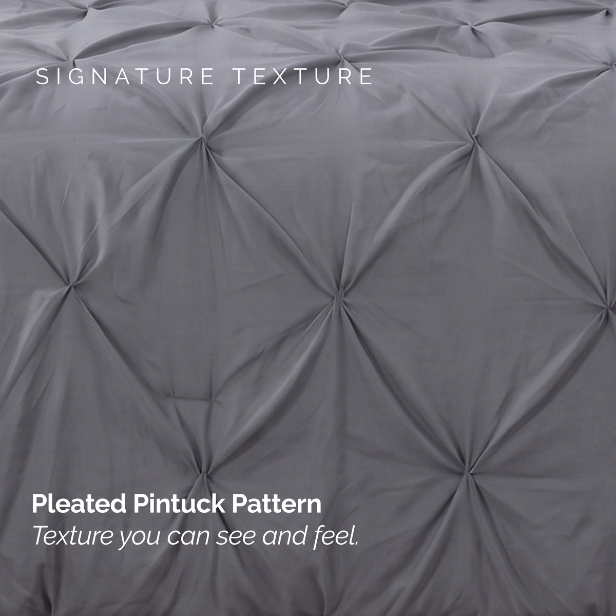Pinch Pleated Pintuck Pattern, 3-Piece Duvet Cover Set - Features Corner Ties