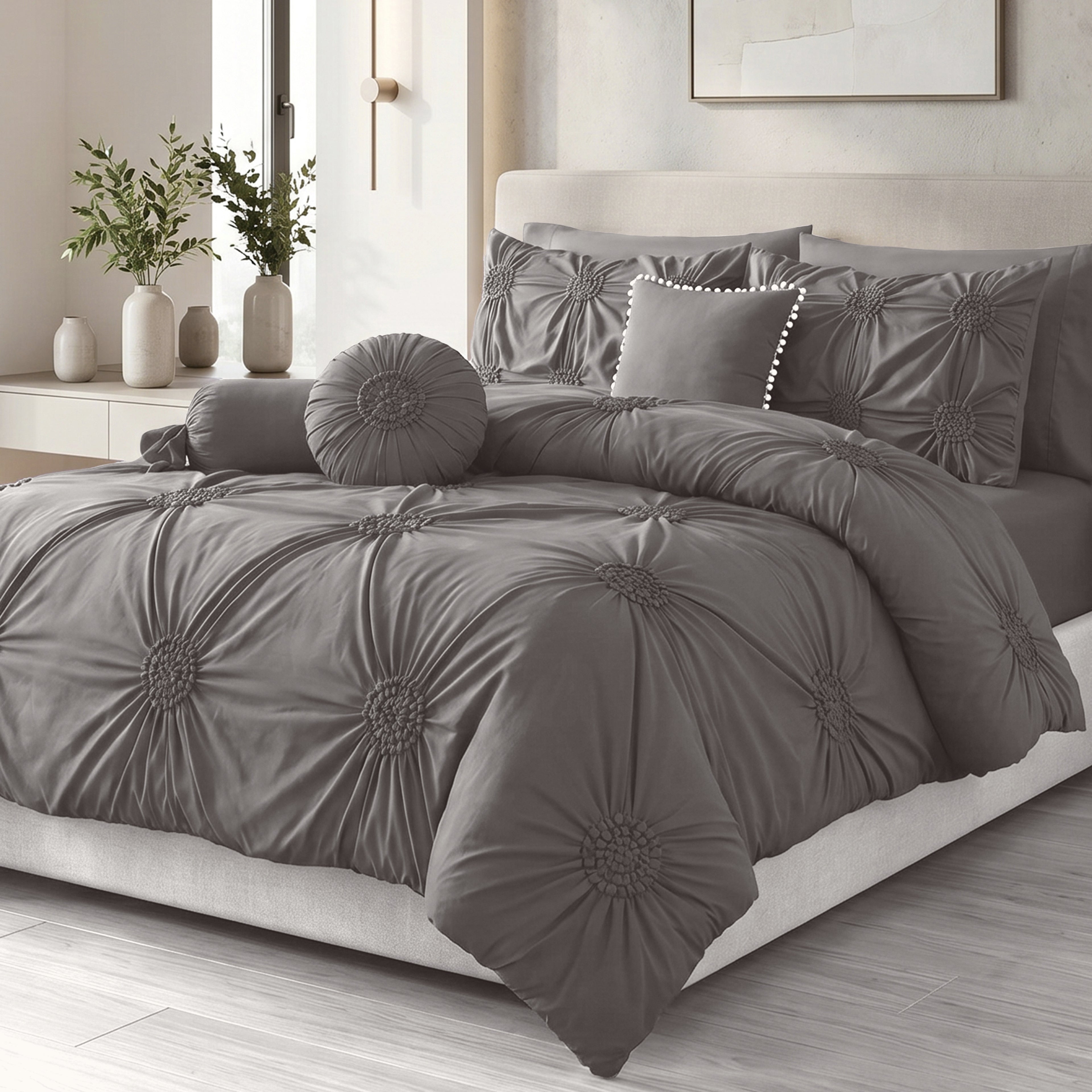 10-Piece Sunflower Comforter Set - Includes 4-Piece Sheet Set with Double Sided Storage Pockets