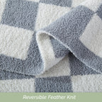 50" x 70"  Ultra Soft Checkered Knitted Throw Blanket
