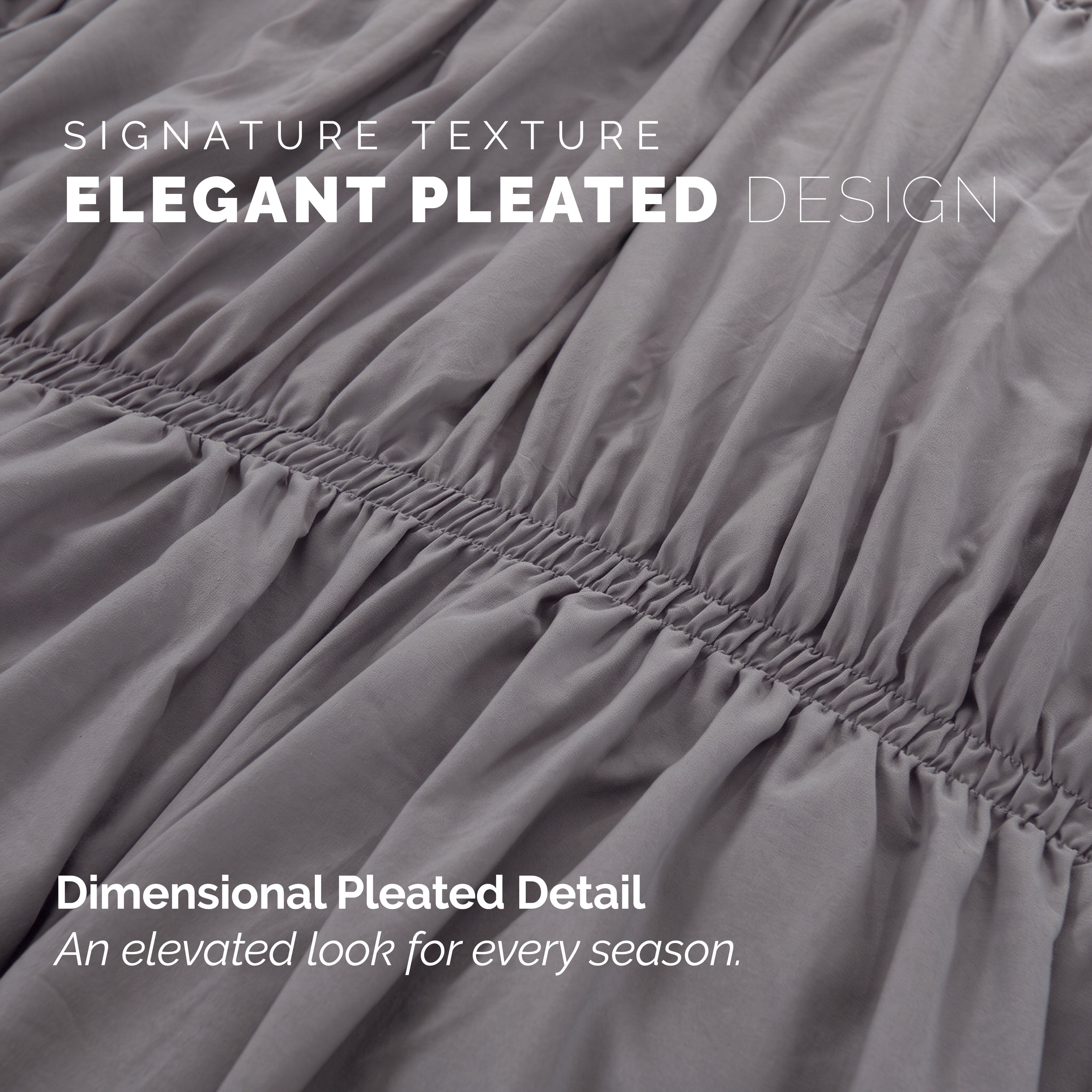 10-Piece Pleated Comforter Set - Includes 4-Piece Sheet Set with Double Sided Storage Pockets