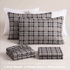 6-Piece Plaid Pattern Bed Sheet Set - Soft as a Hotel Premium Quality