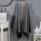 2-Pack Premium Turkish Cotton Corduroy Stripe Bath Towel Set, 27 x 54 inch
