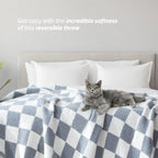 50" x 70"  Ultra Soft Checkered Knitted Throw Blanket