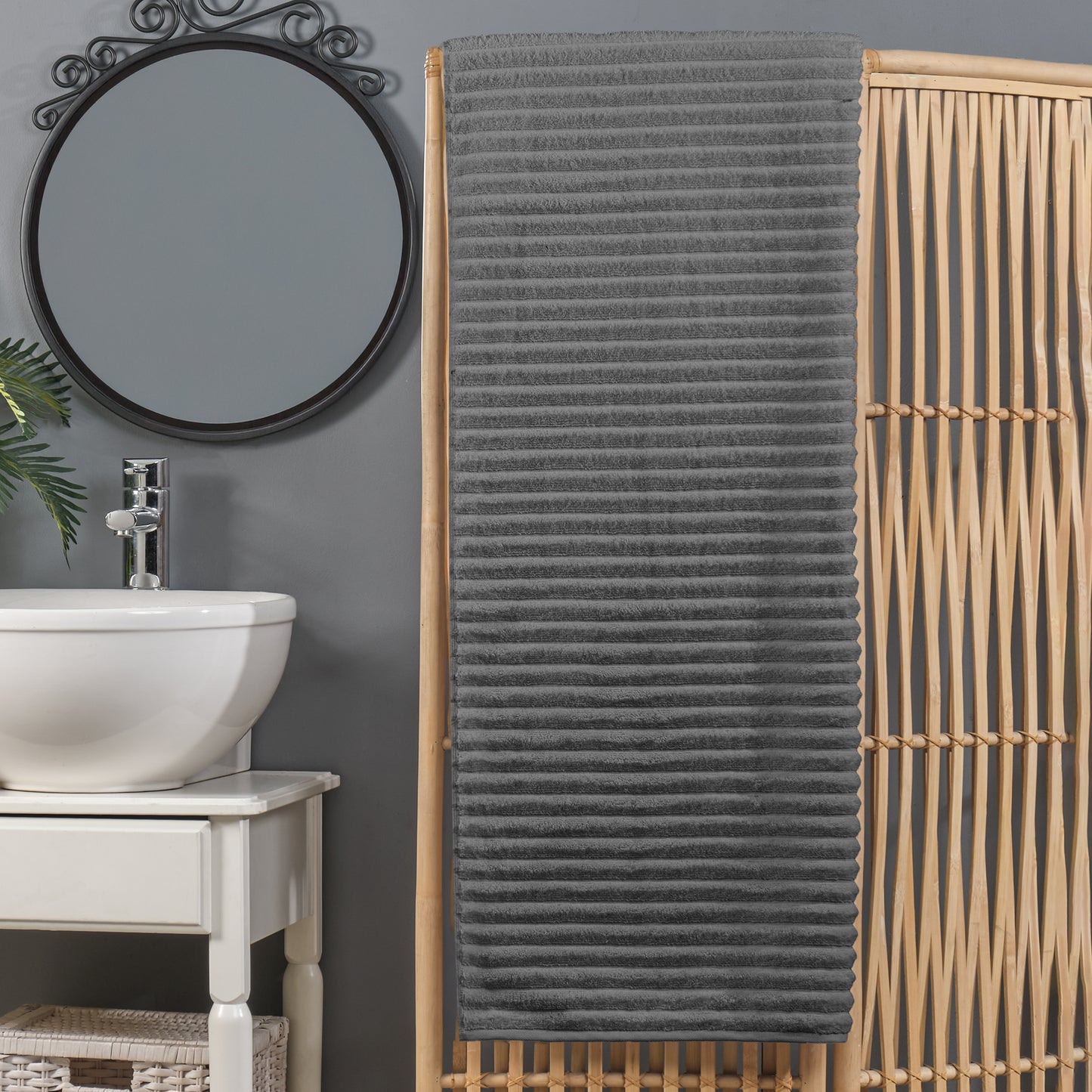 Elegant Comfort 1-Piece Premium Turkish Cotton Corduroy Stripe Oversized Bath Sheet Towel 40 x 80 Inch