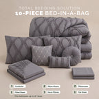 10-Piece Infinity Design Comforter Set - Includes 4-Piece Sheet Set with Double Sided Storage Pockets