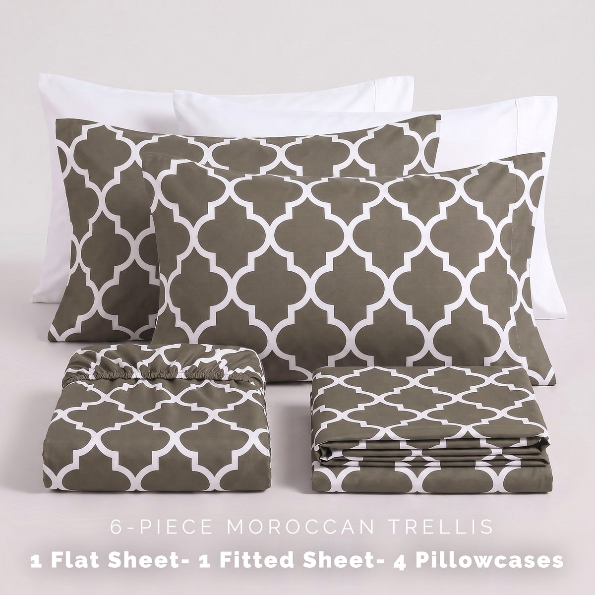 6-Piece Moroccan Trellis Printed Pattern - Soft as a Hotel Premium Quality