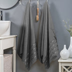 2-Pack Premium Turkish Cotton 4 Lines Stripe Bath Towel Set, 27 x 54 inch