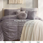 10-Piece Pleated Comforter Set - Includes 4-Piece Sheet Set with Double Sided Storage Pockets