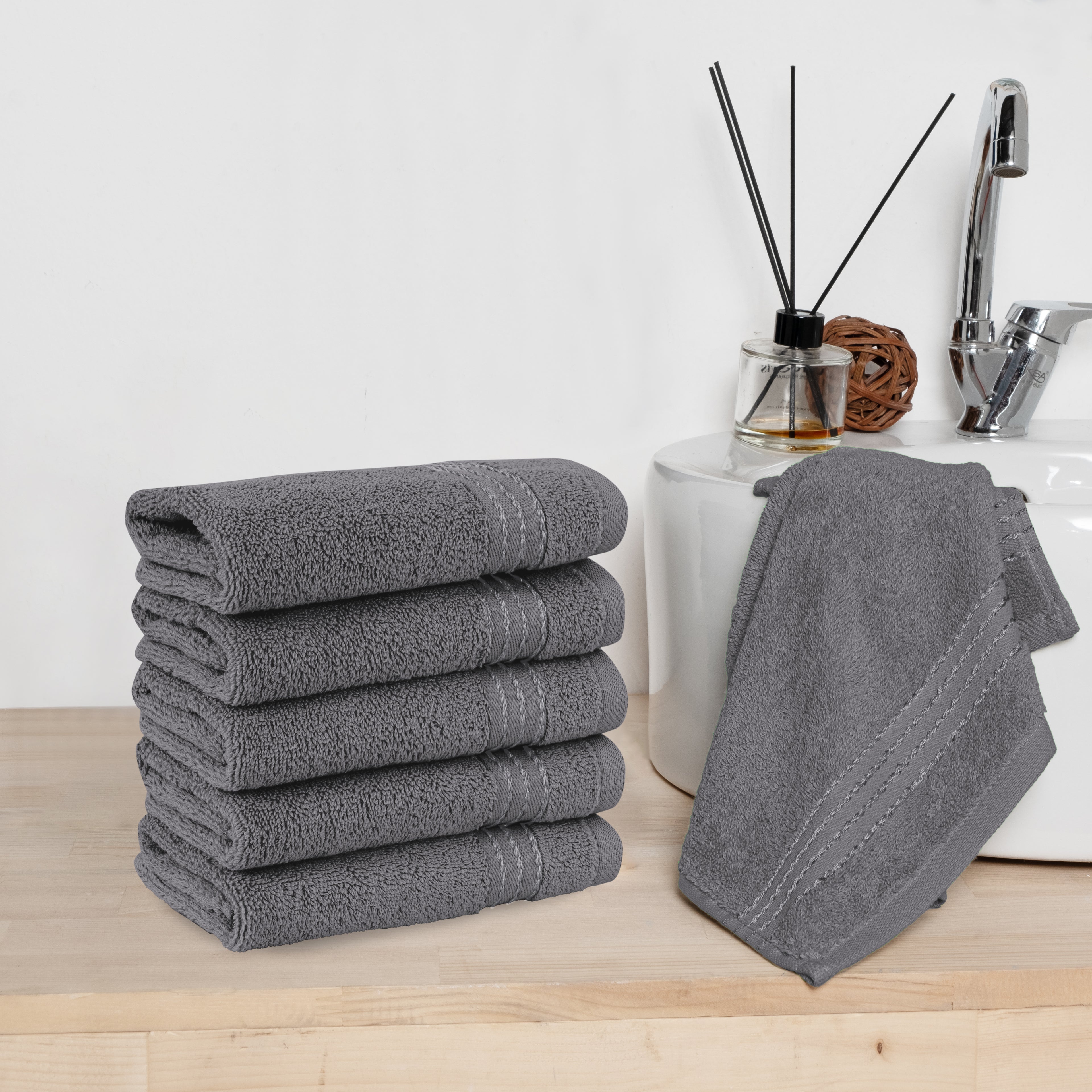 6-Pack Premium Turkish Cotton Washcloths Set, 13 x 13 inch