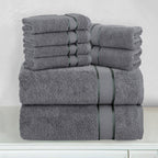 8-Piece Turkish Cotton Towel Set, 4 Washcloths, 2 Hand Towels and 2 Bath Towels