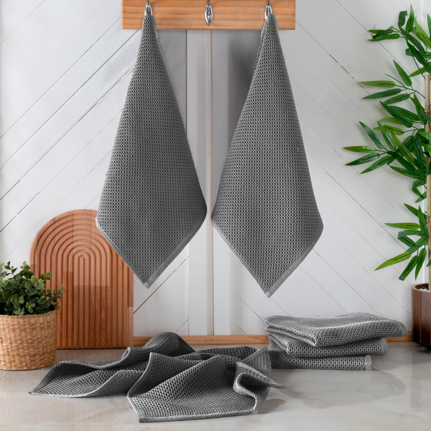 Elegant Comfort 6-Pack Turkish Cotton Waffle Wave Kitchen Towels