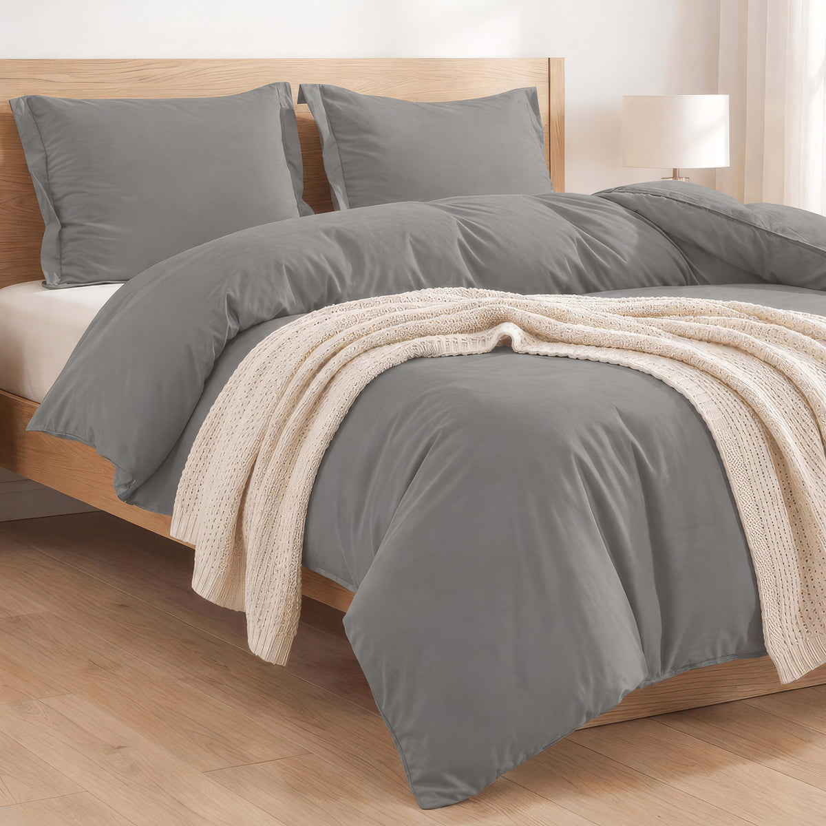 Essential 3-Piece Solid Duvet Cover Set