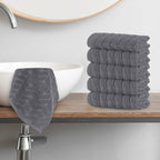 6-Pack Premium Turkish Cotton Braided Washcloths Set, 13 x 13 inch