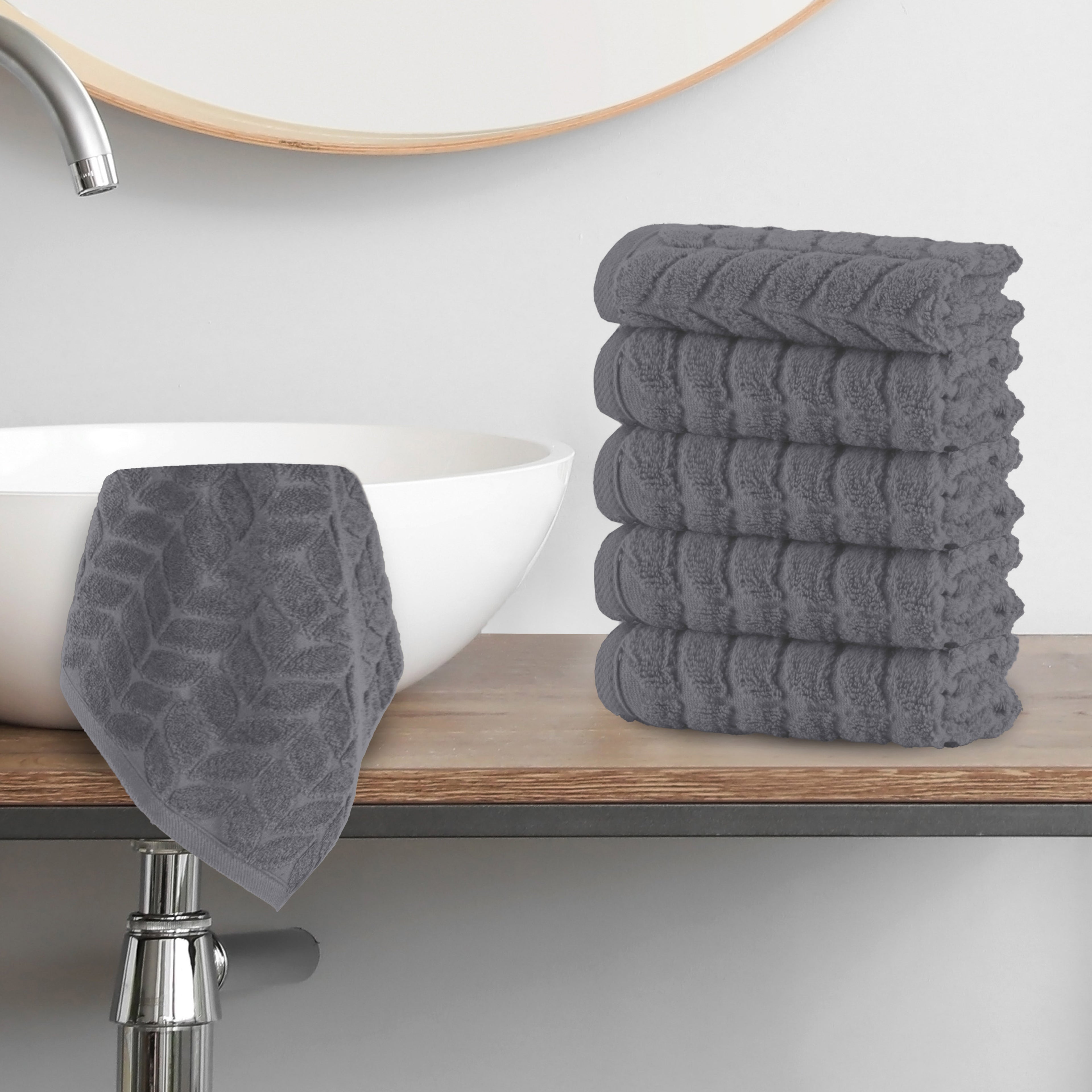 6-Pack Premium Turkish Cotton Braided Washcloths Set, 13 x 13 inch