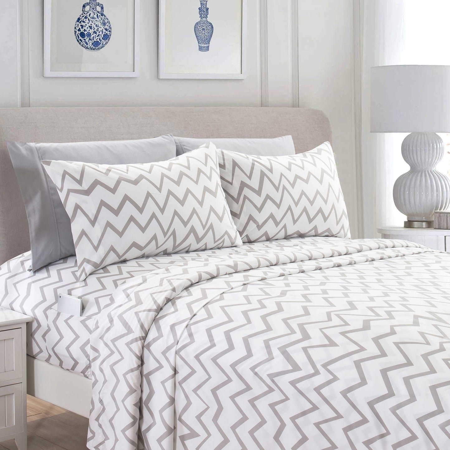 Elegant Comfort 6-Piece Chevron Pattern - Soft as a Hotel Premium Quality Sheet Set