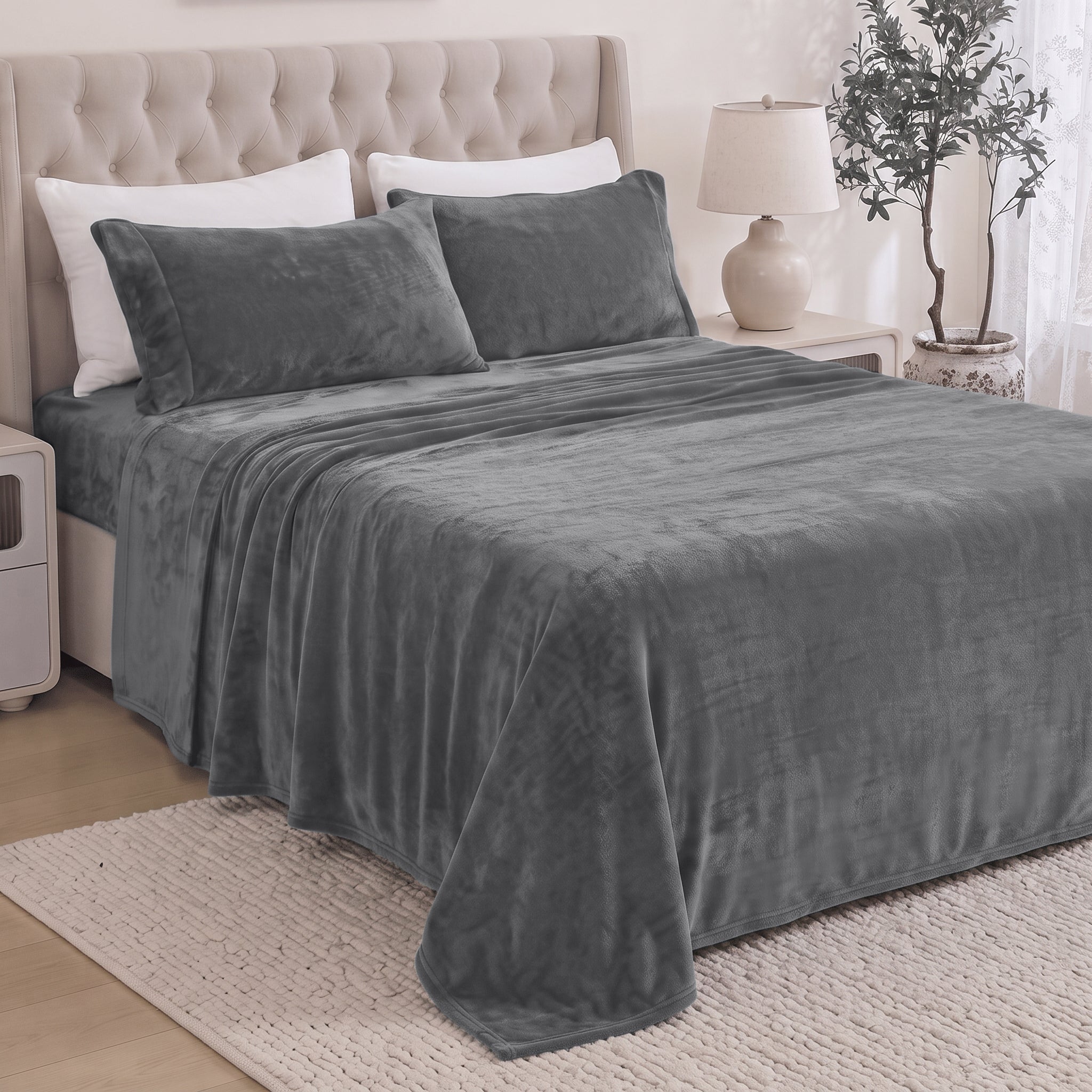 4-Piece Velvet Plush Flannel Sheet Set
