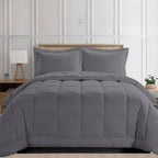 3-Piece Box Stitched Comforter & Shams - Duvet Insert with 4 Corner Tabs