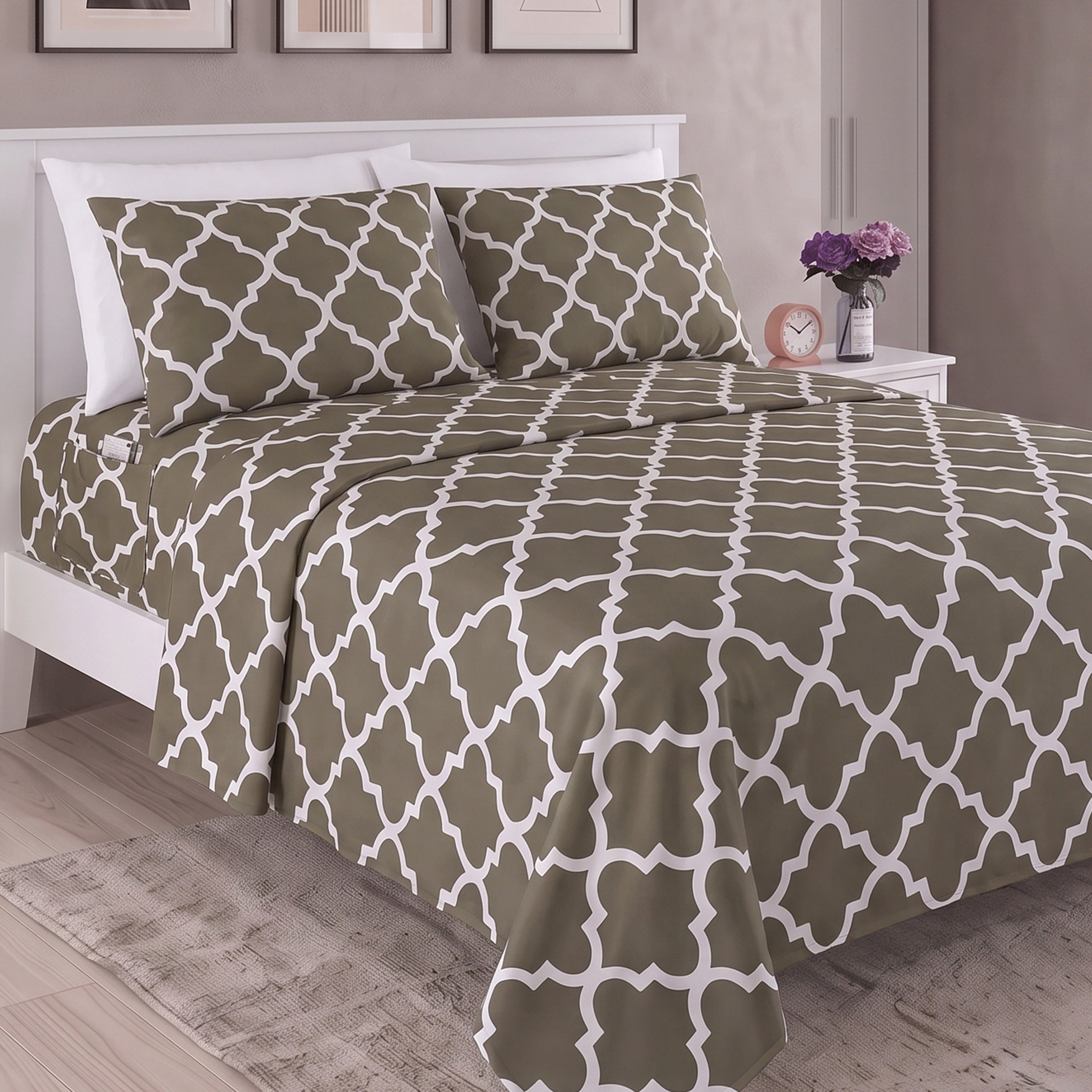 6-Piece Moroccan Trellis Printed Pattern - Soft as a Hotel Premium Quality