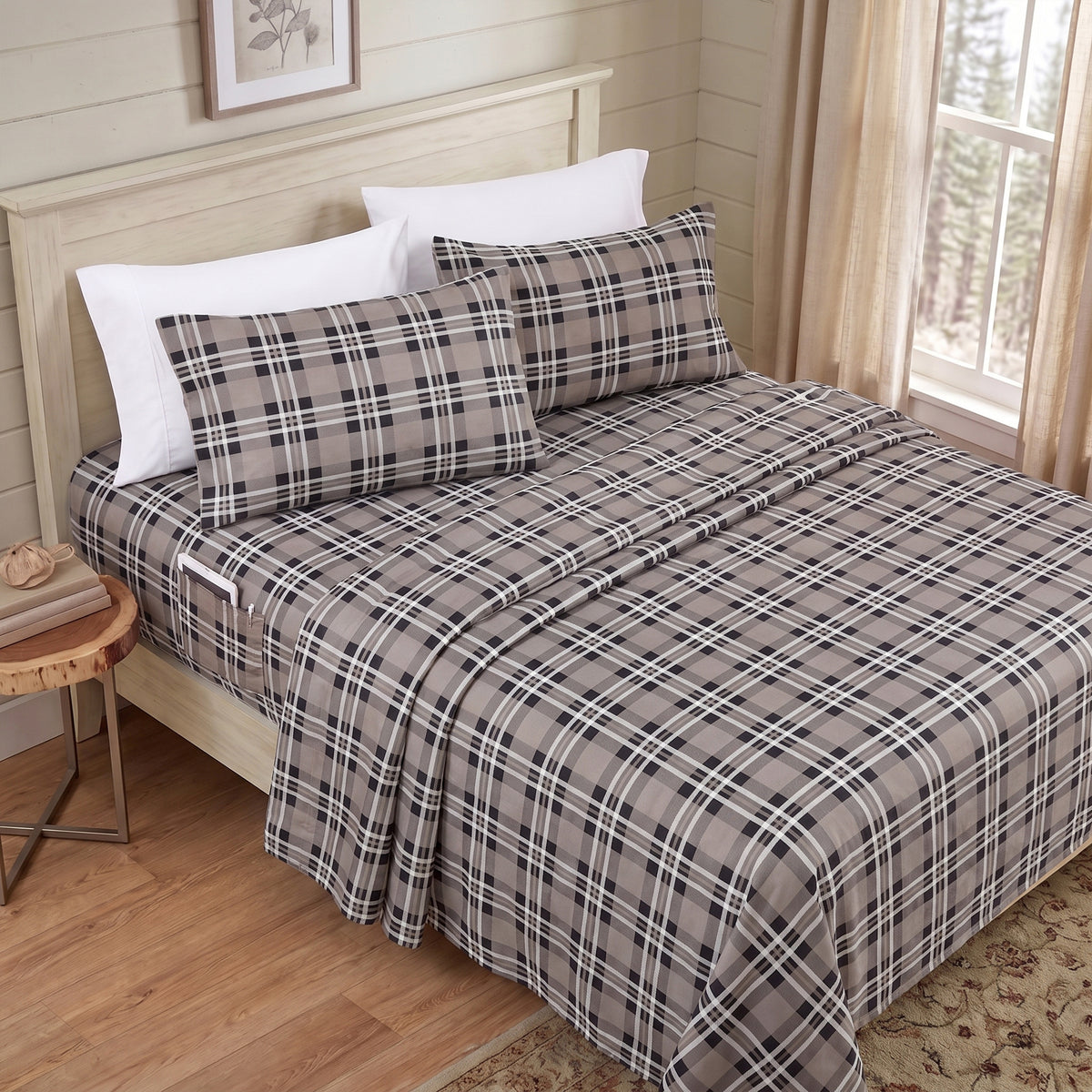 6-Piece Plaid Pattern Bed Sheet Set - Soft as a Hotel Premium Quality