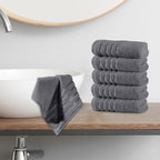 6-Pack Premium Turkish Cotton 4 Lines Stripe Washcloths Set, 13 x 13 inch
