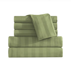 6-Piece Dobby Stripe Printed Bed Sheet Set- Soft as a Hotel Premium Quality