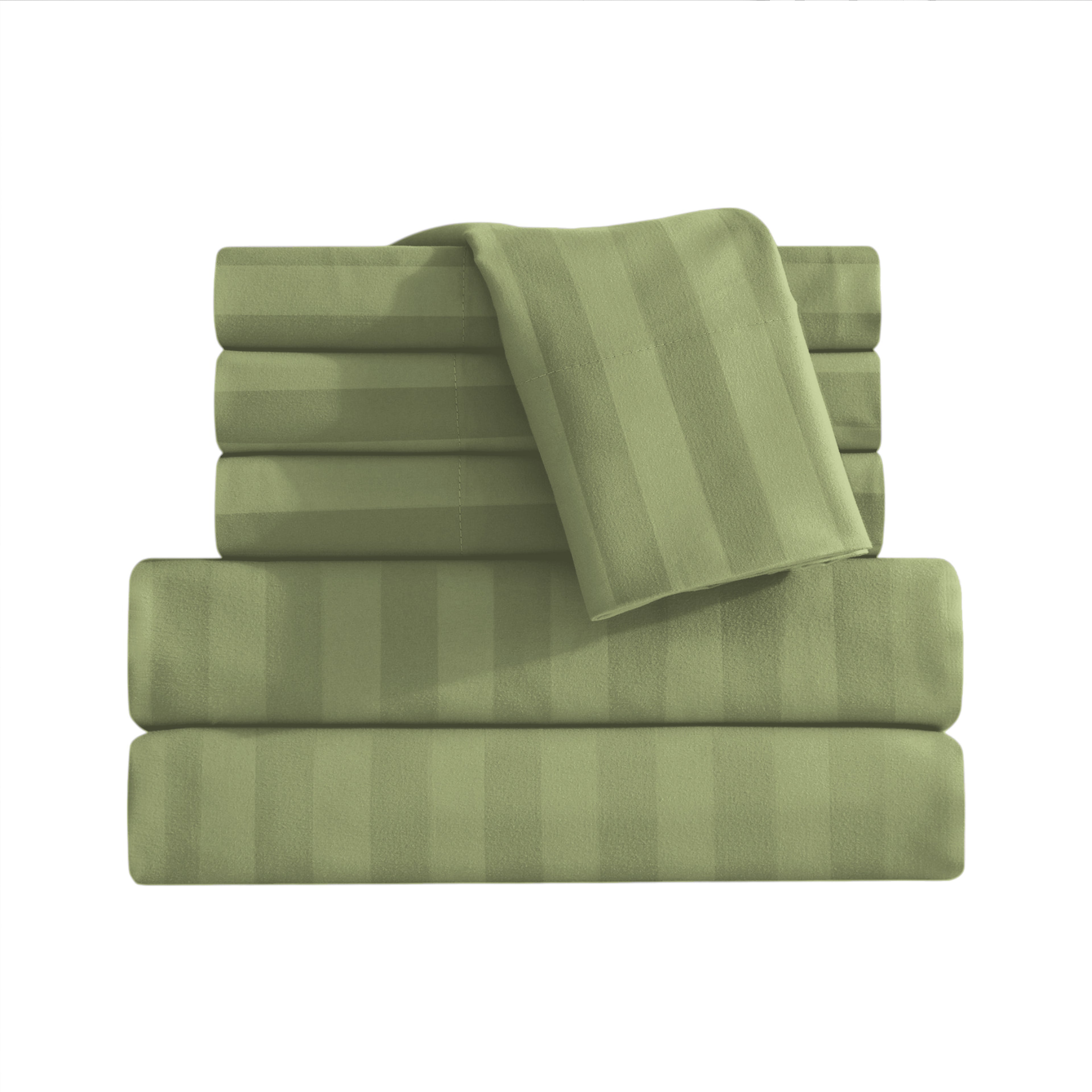 6-Piece Dobby Stripe Printed Bed Sheet Set- Soft as a Hotel Premium Quality