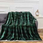 Buffalo Plaid Flannel Fleece Sherpa Throw Blanket