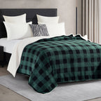 Buffalo Plaid Flannel Fleece Sherpa Throw Blanket