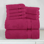 8-Piece Turkish Cotton Towel Set, 4 Washcloths, 2 Hand Towels and 2 Bath Towels