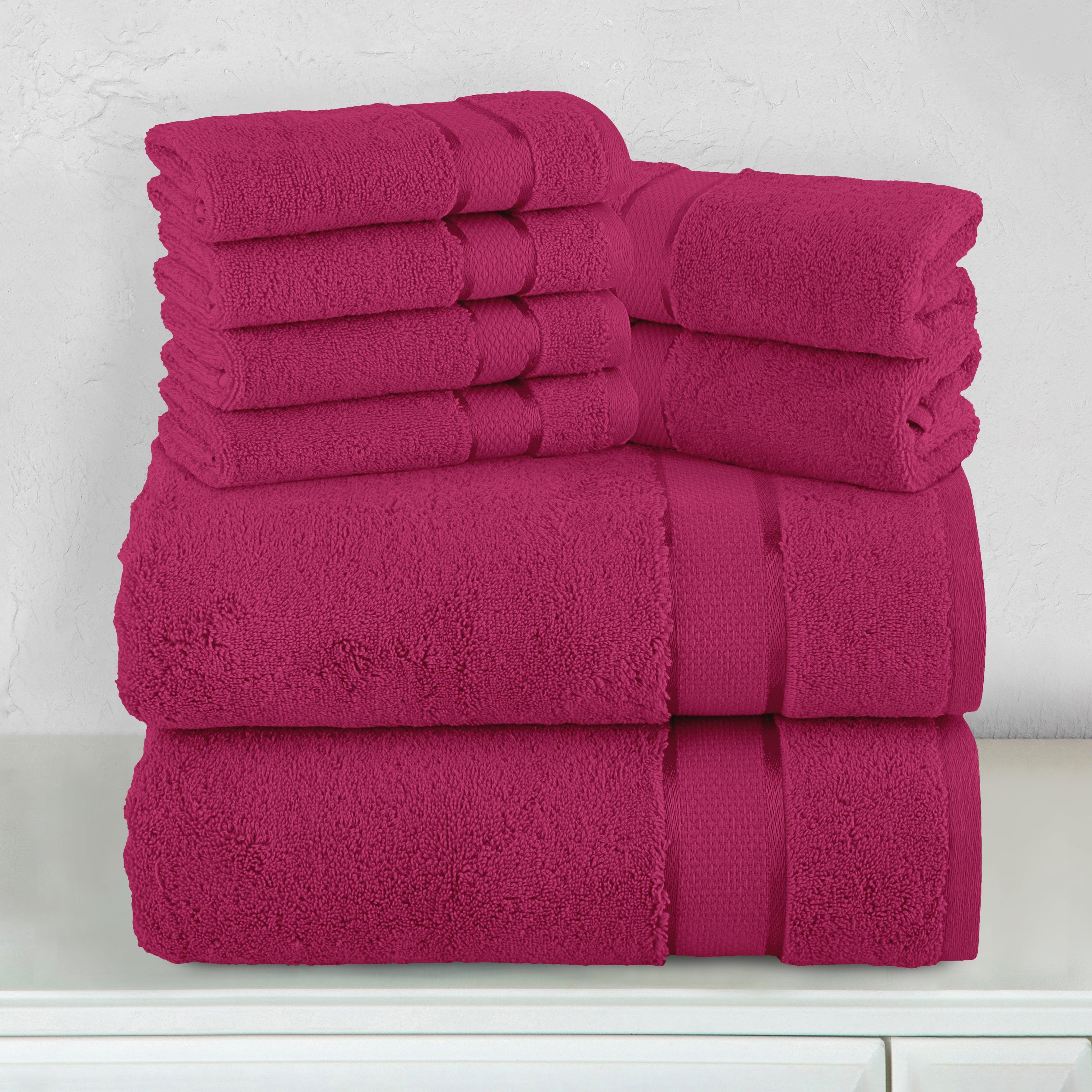 8-Piece Turkish Cotton Towel Set, 4 Washcloths, 2 Hand Towels and 2 Bath Towels
