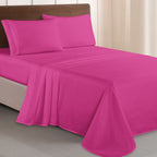 Essential Solid 3 Line Embroidery - Soft as a Hotel Premium Quality, 4-Piece Sheet Set, Bright Shades
