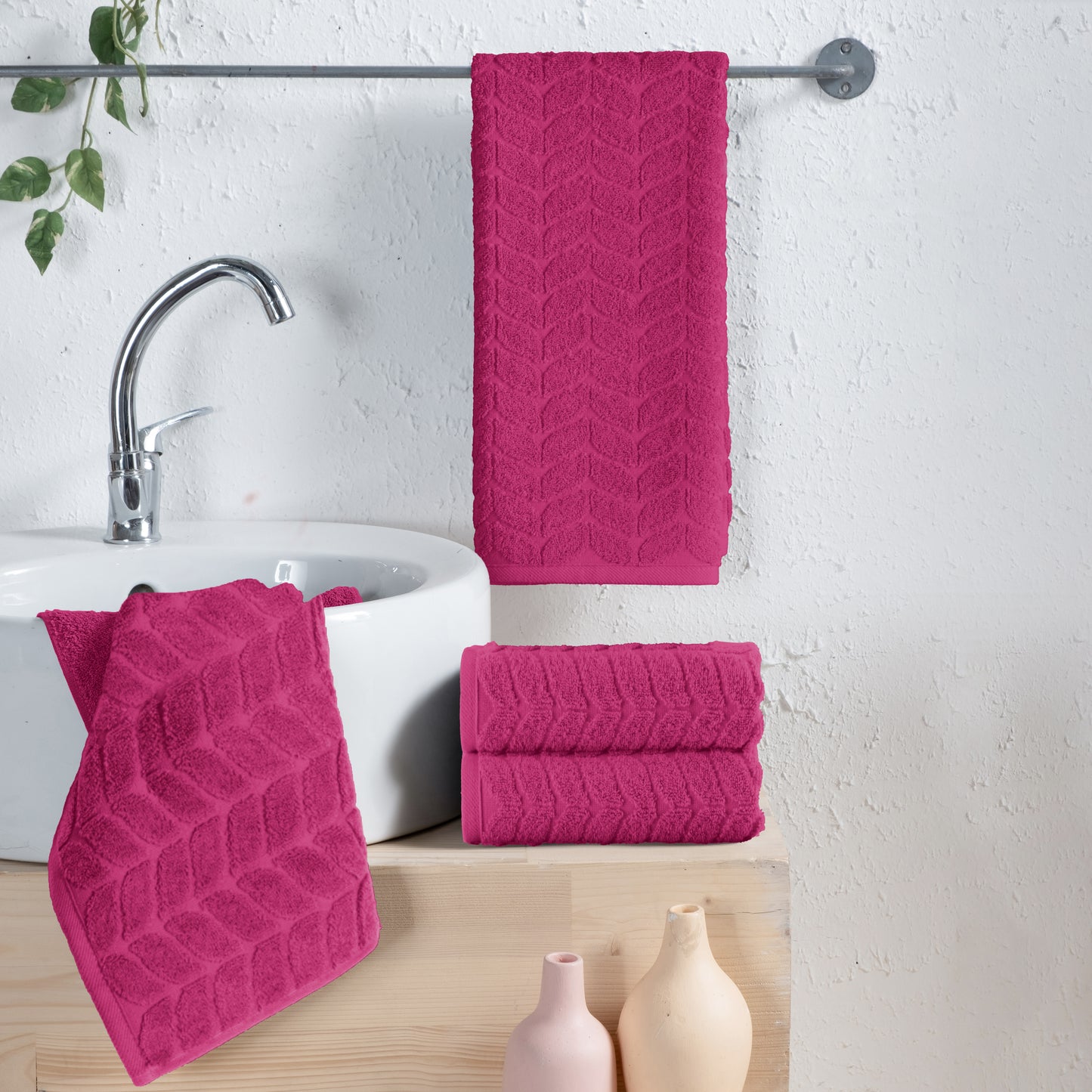 Elegant Comfort 4-Pack Premium Turkish Cotton Braided Hand Towel Set, 16 x 28 inch