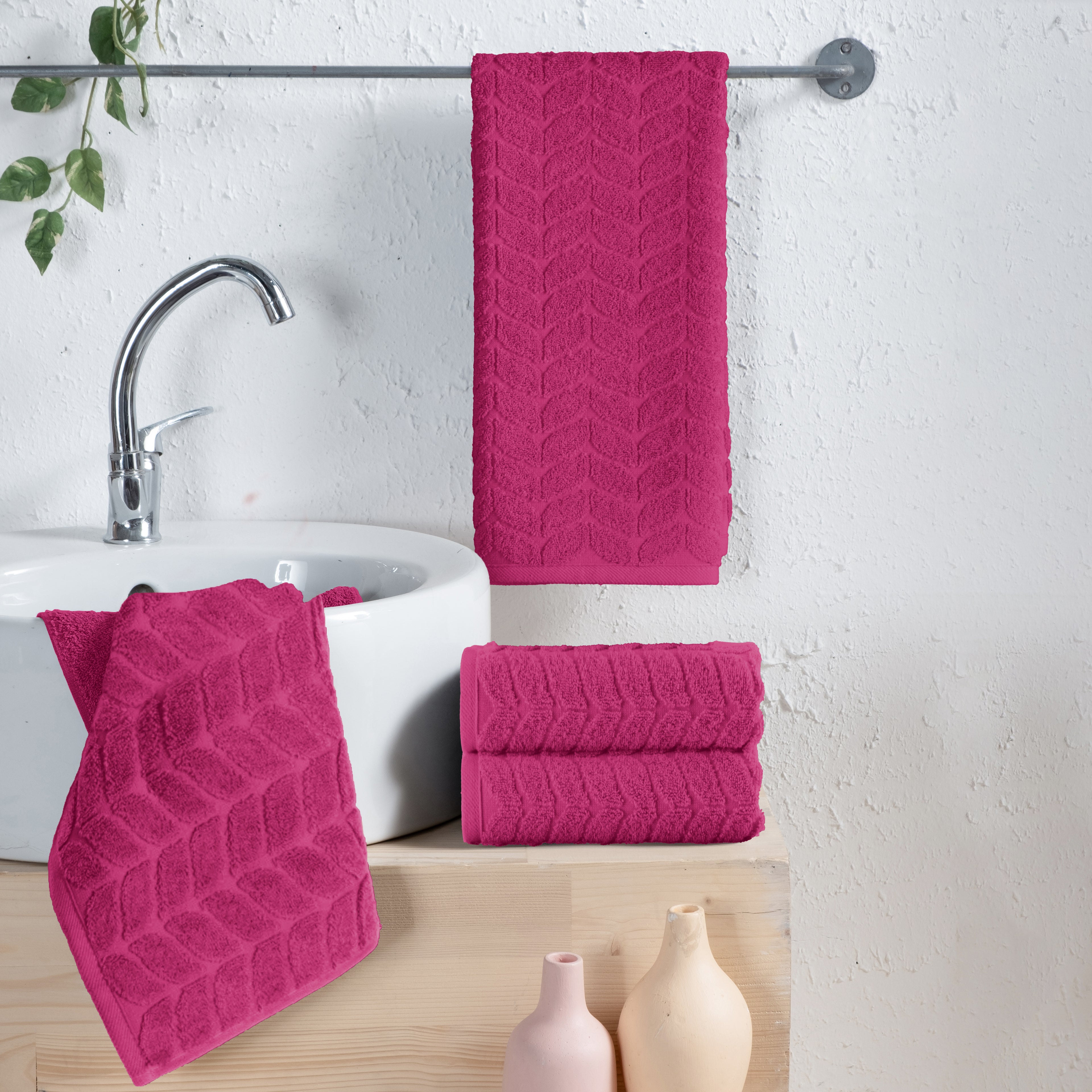 4-Pack Premium Turkish Cotton Braided Hand Towel Set, 16 x 28 inch
