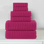 6-Piece Turkish Cotton Braided Towel Set, 2 Washcloths, 2 Hand Towels and 2 Bath Towels