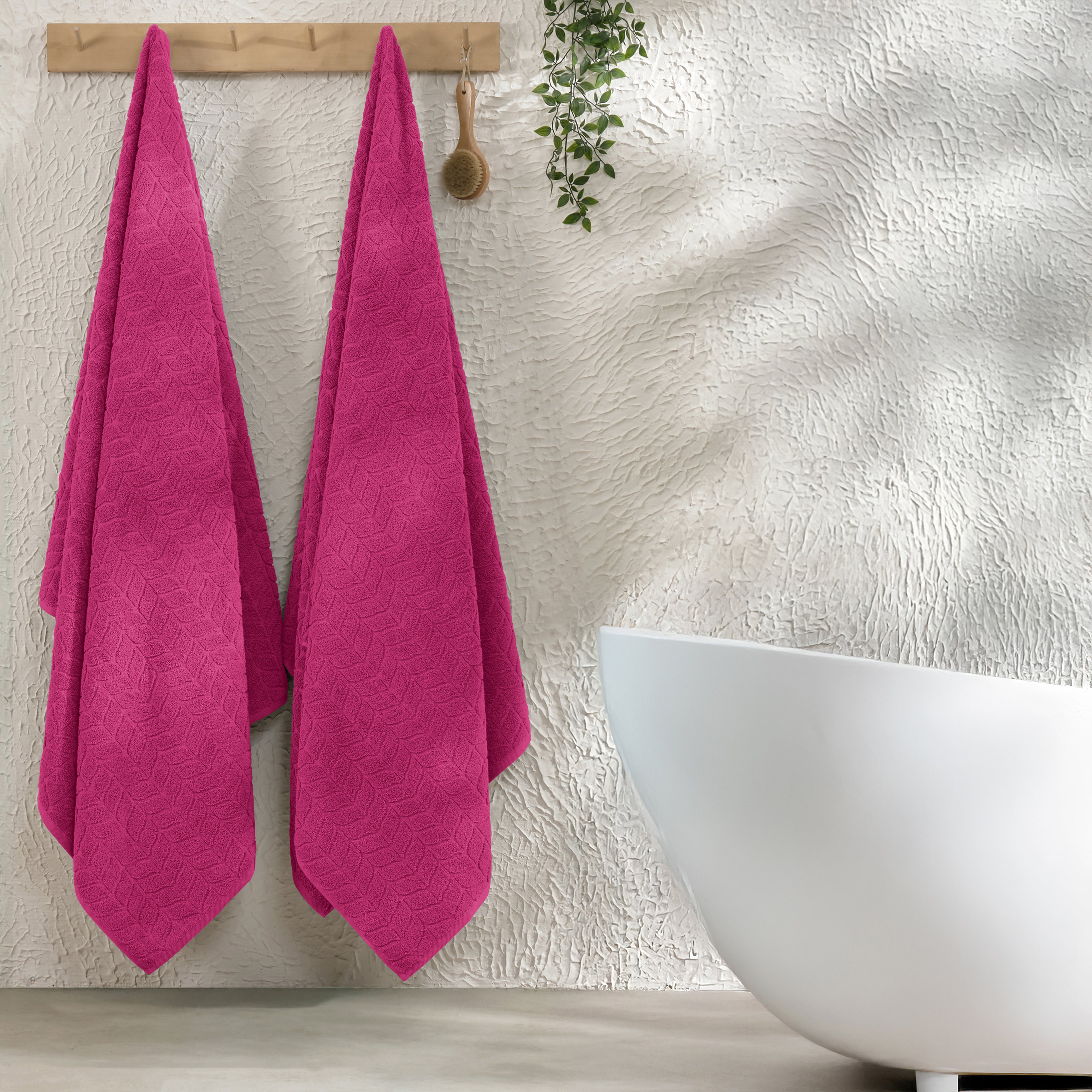 2-Pack Premium Turkish Cotton Braided Bath Towel Set, 27 x 54 inch