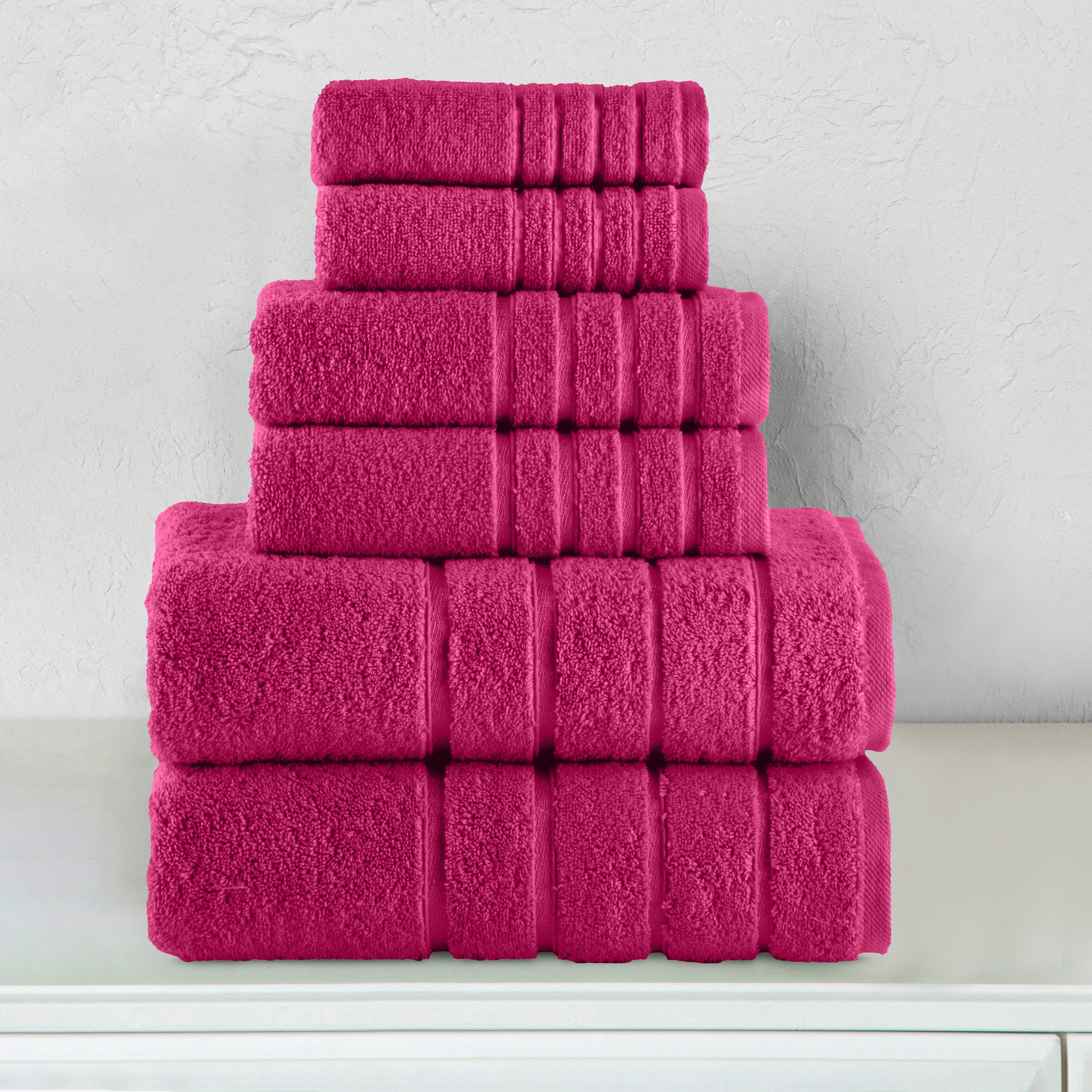 6-Piece Turkish Cotton 4 Lines Stripe Towel Set, 2 Washcloths, 2 Hand Towels and 2 Bath Towels