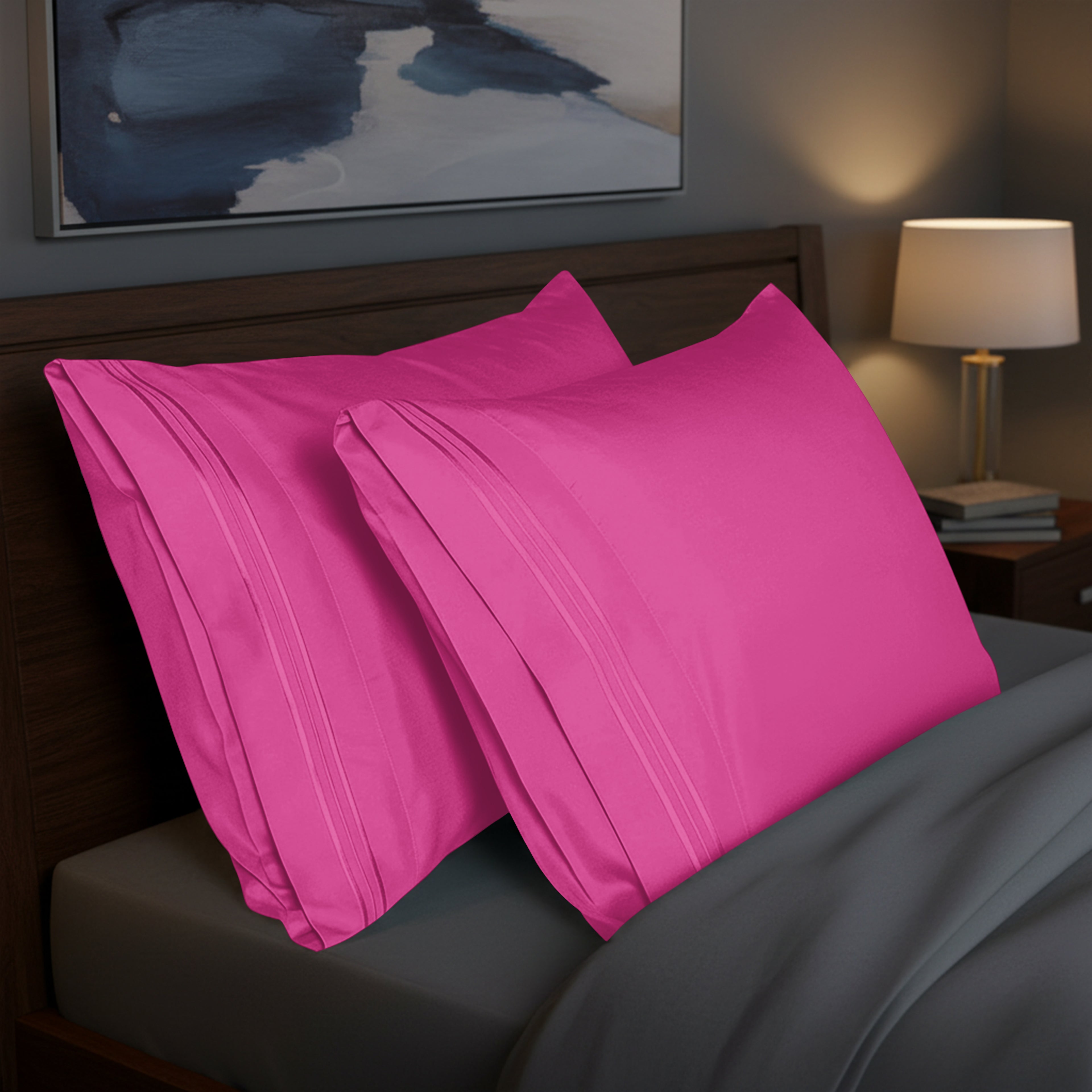 Set of 2 Pillowcases- 3 Line Embroidery