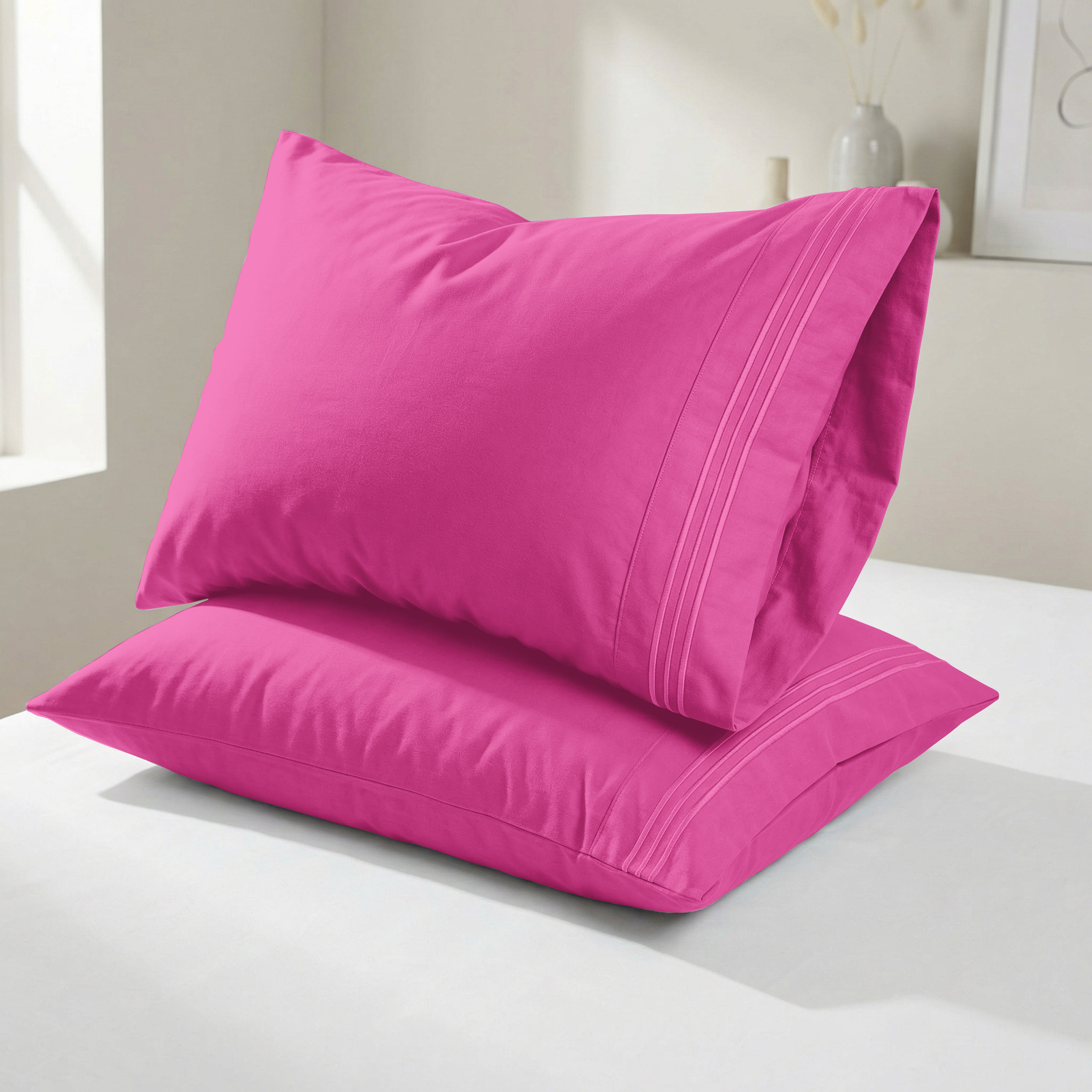 Set of 2 Pillowcases- 3 Line Embroidery