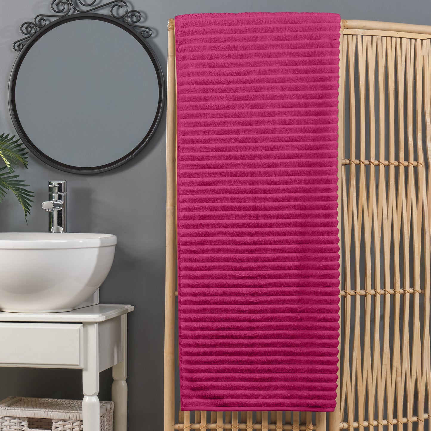 Elegant Comfort 1-Piece Premium Turkish Cotton Corduroy Stripe Oversized Bath Sheet Towel 40 x 80 Inch