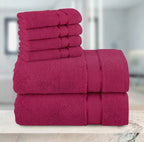 6-Piece Turkish Cotton 2 Lines Towel Set, 2 Washcloths, 2 Hand Towels and 2 Bath Towels