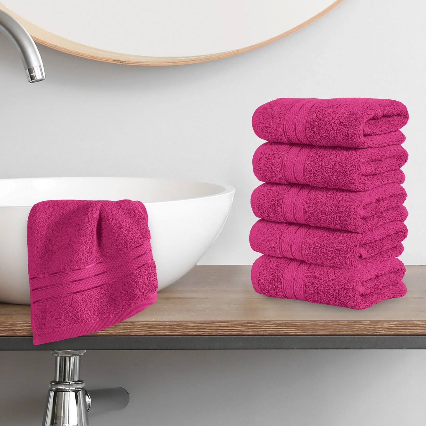 Elegant Comfort 6-Pack Premium Turkish Cotton Three Line Popcorn Washcloths Set, 13 x 13 inch