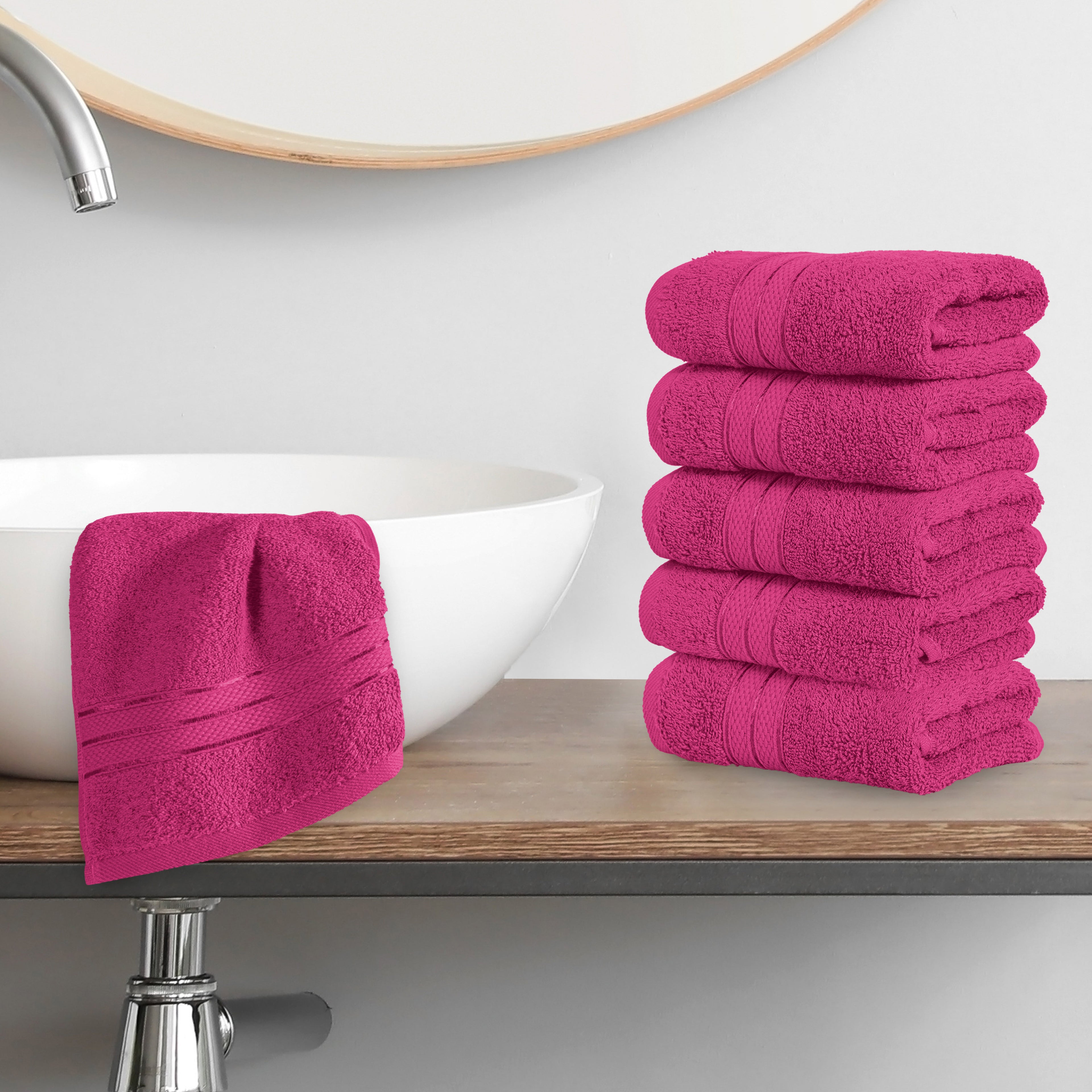 6-Pack Premium Turkish Cotton Three Line Popcorn Washcloths Set ( 13" x 13")