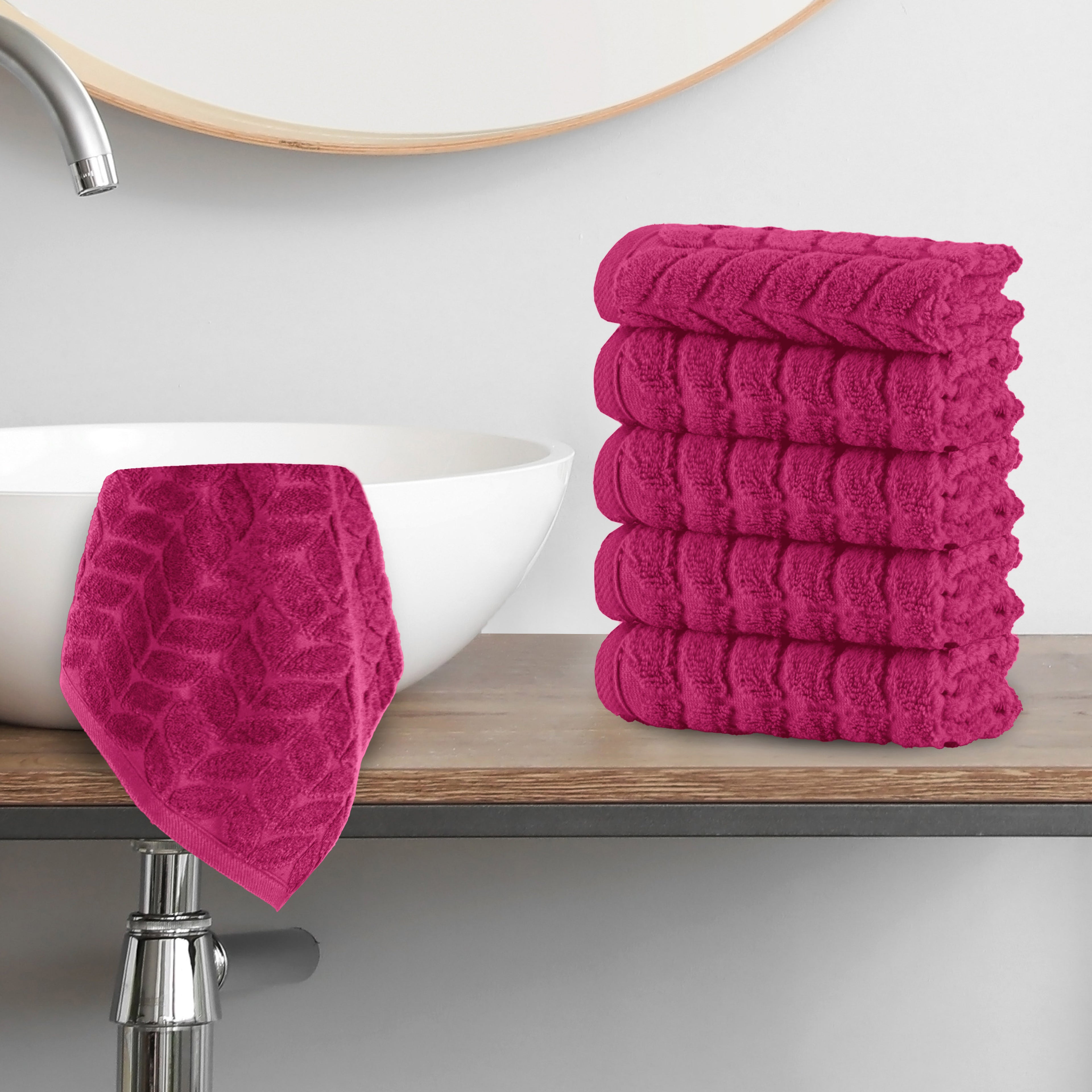 6-Pack Premium Turkish Cotton Braided Washcloths Set, 13 x 13 inch