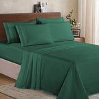 Essential 6-Piece 3-Line Embroidery Sheet Set, Soft as a Hotel Premium Quality,  Moody Shades