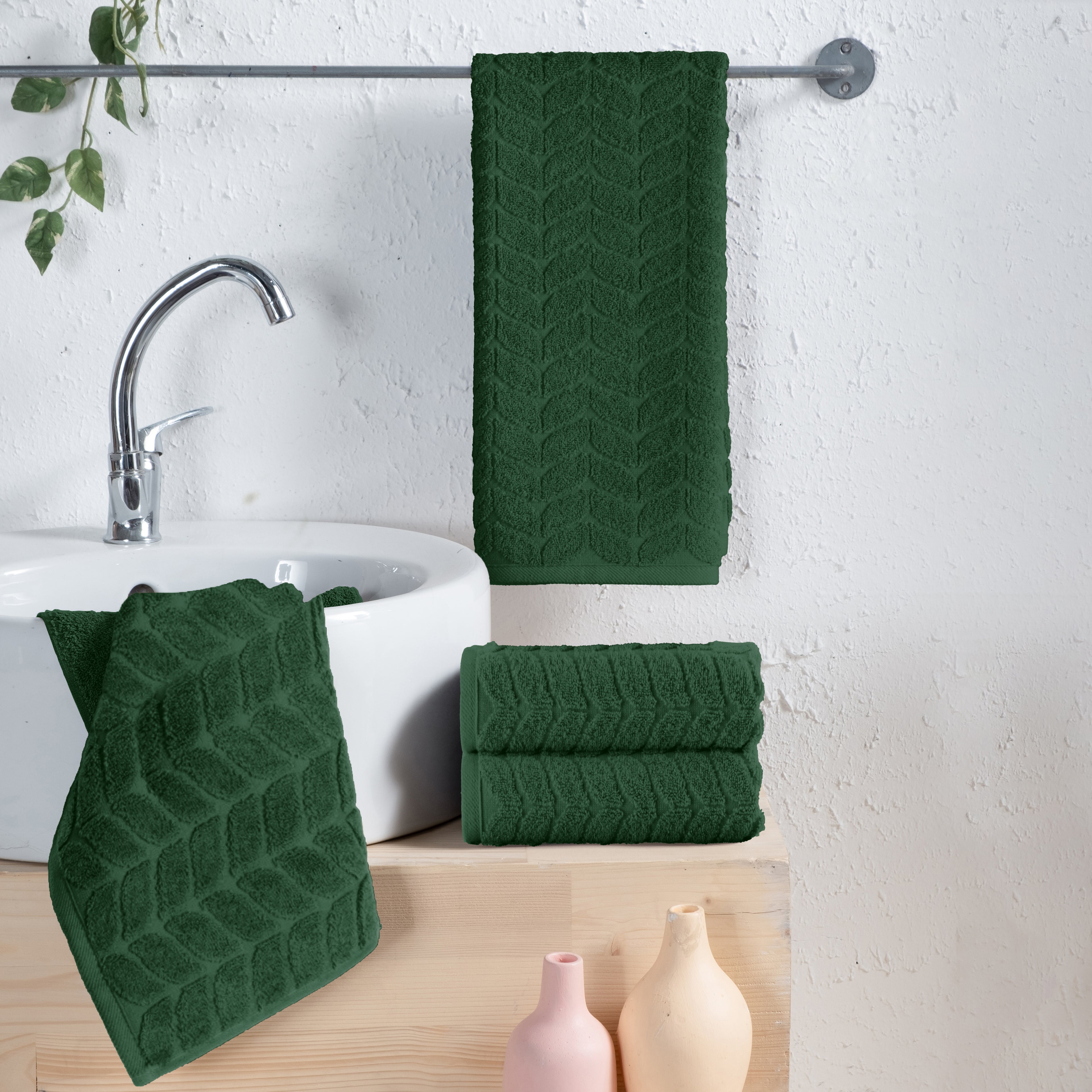 4-Pack Premium Turkish Cotton Braided Hand Towel Set, 16 x 28 inch