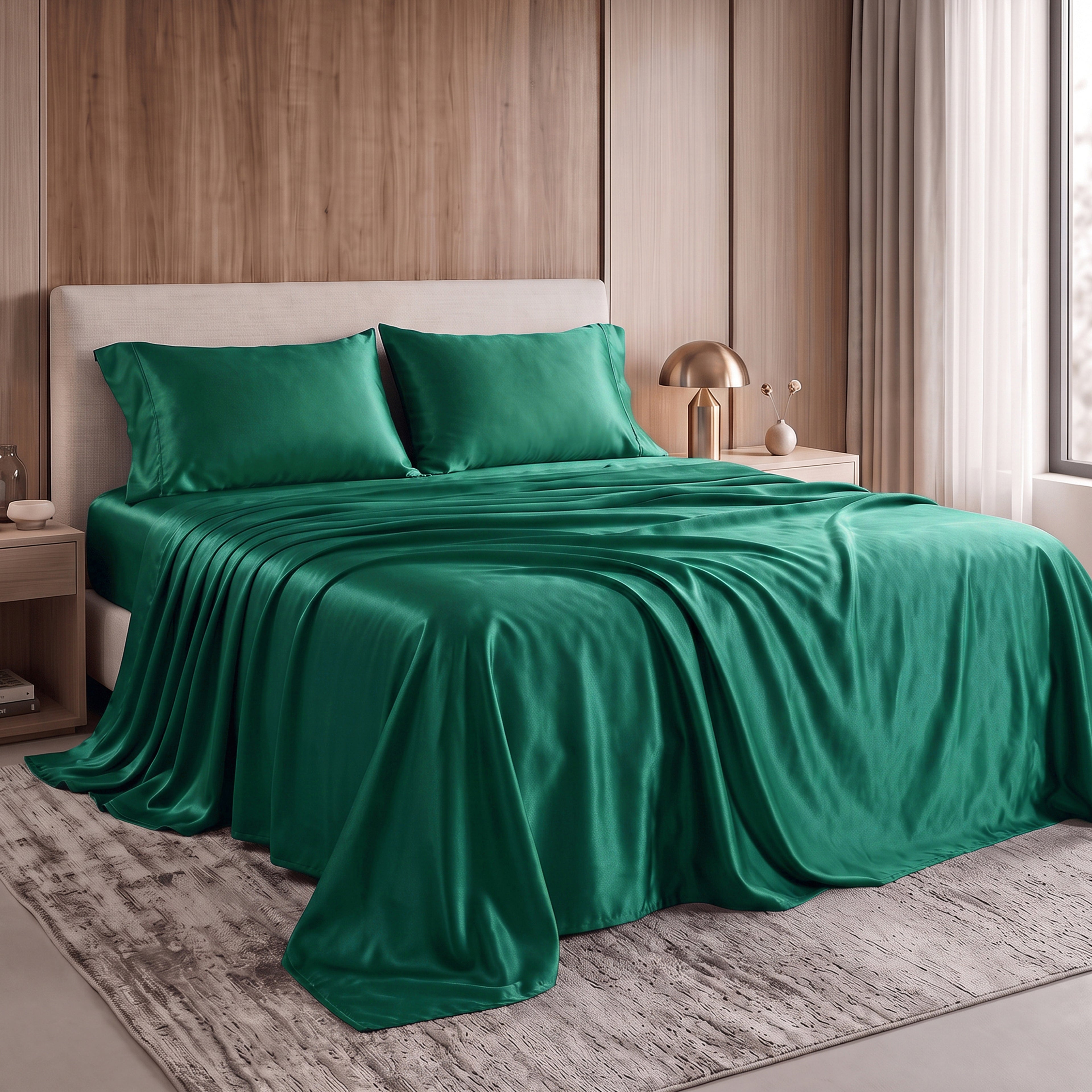 Fine 4-Piece Silky Satin Sheet Set, Moody Shades