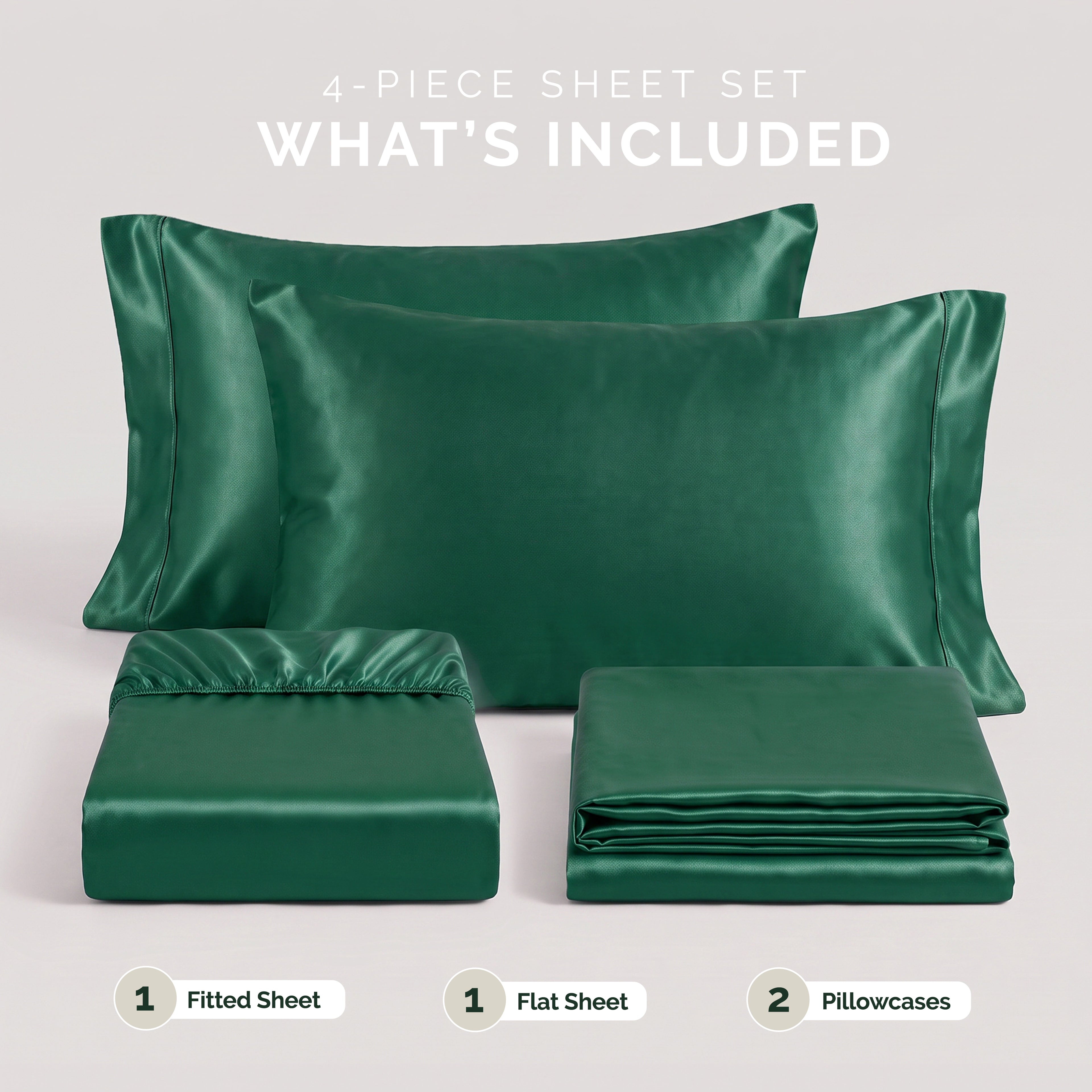 Fine 4-Piece Silky Satin Sheet Set, Moody Shades