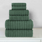6-Piece Turkish Cotton Corduroy Towel Set, 2 Washcloths, 2 Hand Towels and 2 Bath Towels