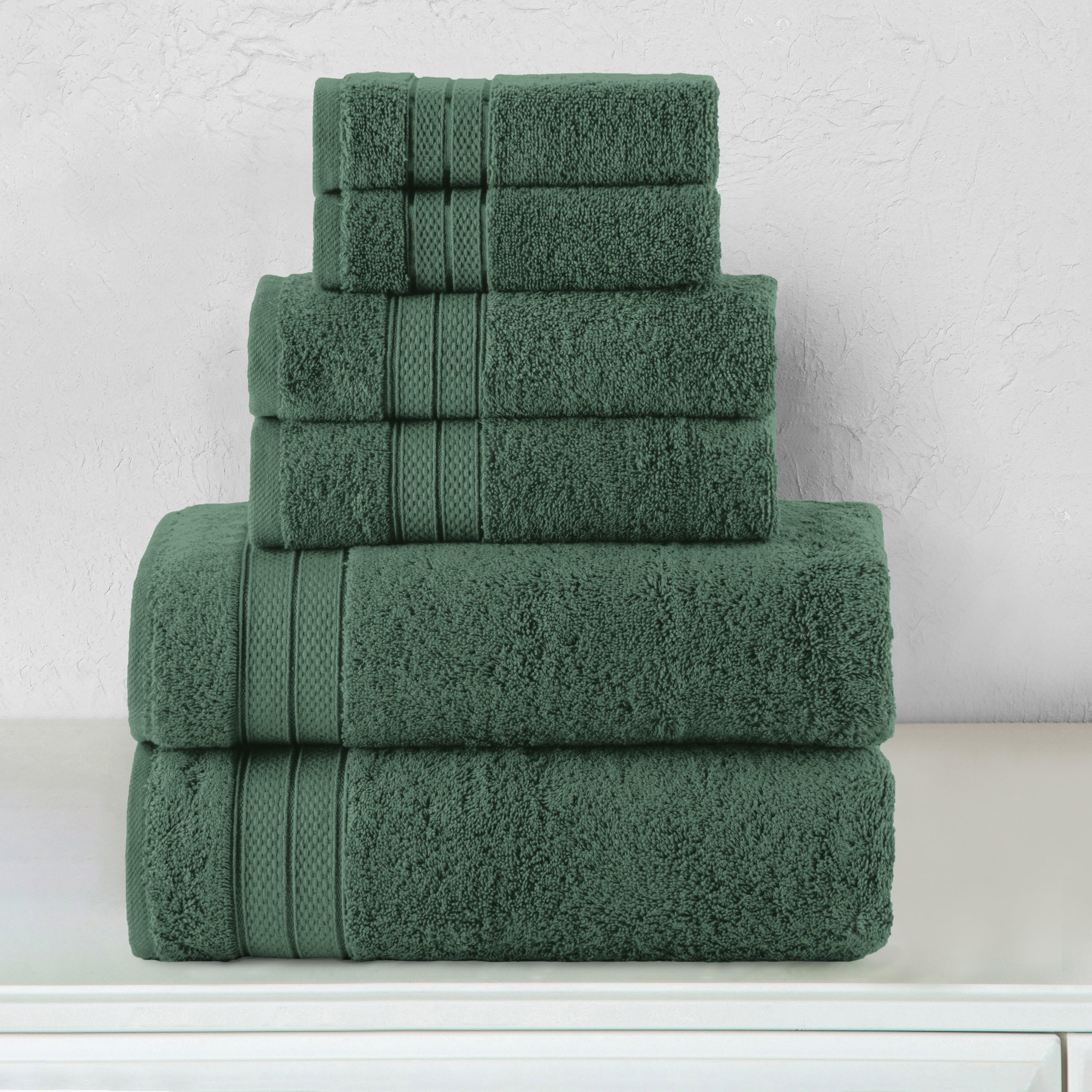 6-Piece Turkish Cotton Three Line Popcorn Towel Set, 2 Washcloths, 2 Hand Towels and 2 Bath Towels